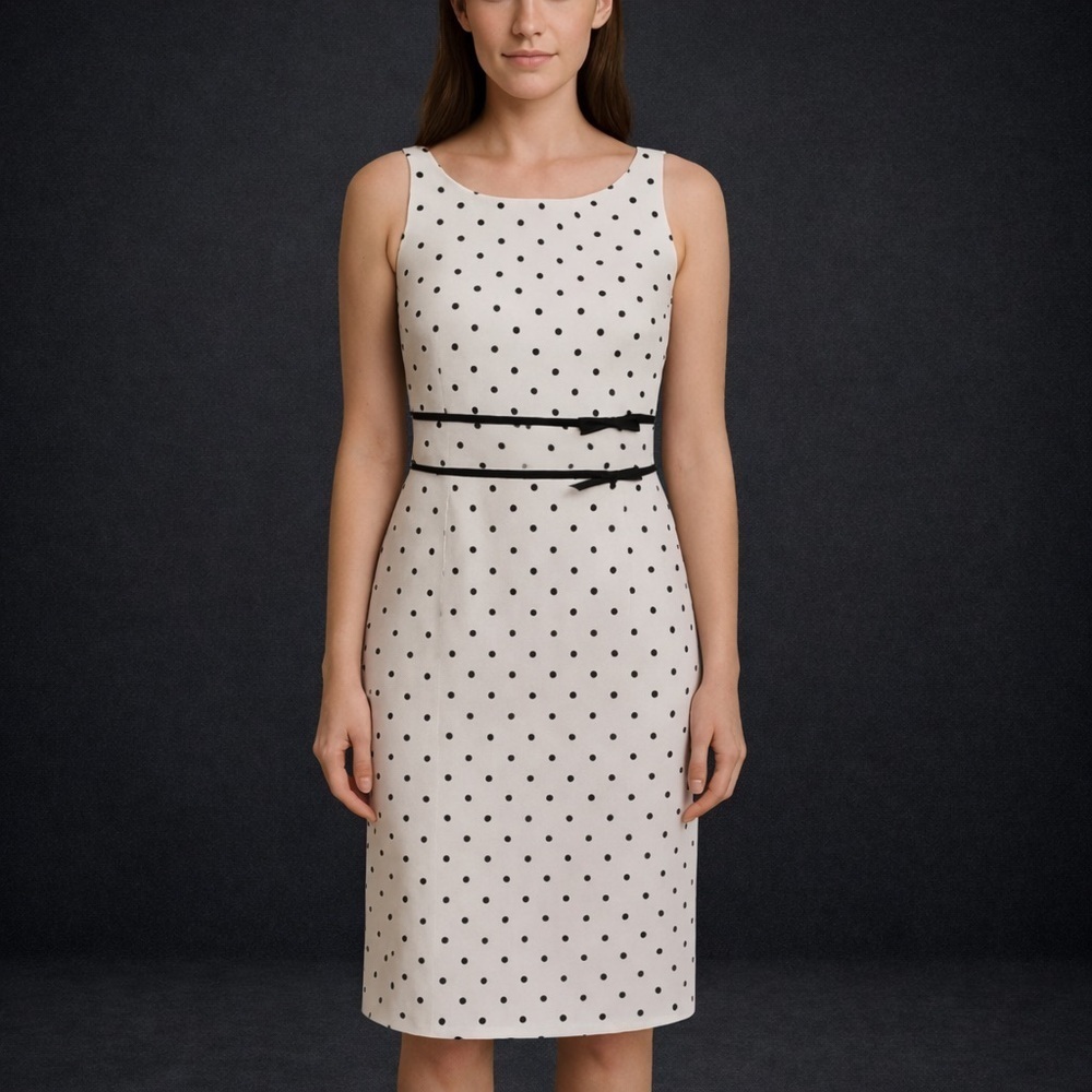 Carmen Marc Valvo White and Black Dotted Mini Dress